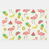 Flamingo Muster mit Watermelon und Ananas Geschenkpapier Set (Vorderseite)