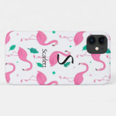 Flamingo Muster Monogram und Name Custom Case-Mate iPhone Hülle (Rückseite (Horizontal))