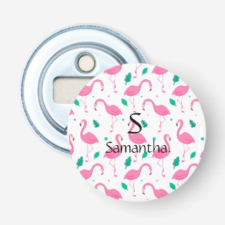 Flamingo Muster Monogram und Name Custom Flaschenöffner