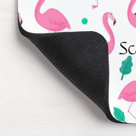 Flamingo Muster Monogram und Name Custom Mousepad (Ecke)