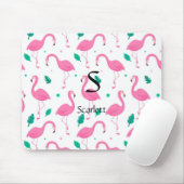 Flamingo Muster Monogram und Name Custom Mousepad (Mit Mouse)