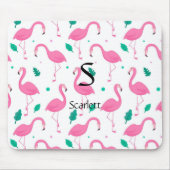 Flamingo Muster Monogram und Name Custom Mousepad (Vorne)