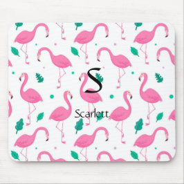Flamingo Muster Monogram und Name Custom Mousepad