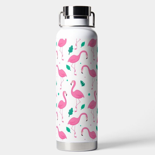 Flamingo Muster Monogram und Name Custom Trinkflasche (Rückseite)