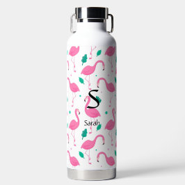 Flamingo Muster Monogram und Name Custom Trinkflasche