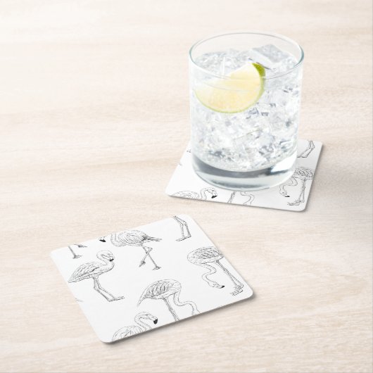 Flamingo-Muster Rechteckiger Pappuntersetzer (Vor Ort)