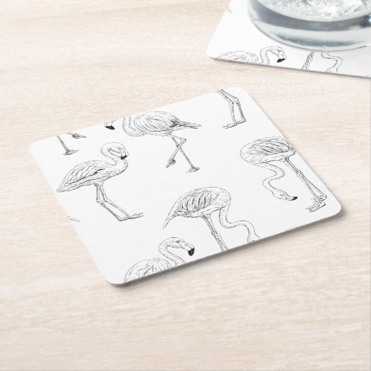 Flamingo-Muster Rechteckiger Pappuntersetzer (angewinkelt)