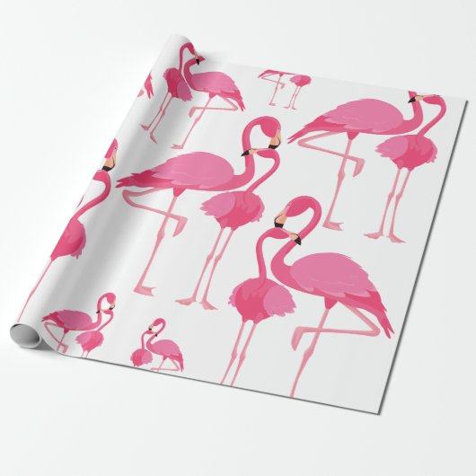 Flamingo-Muster rosa Geschenkpapier (Ungerollt)