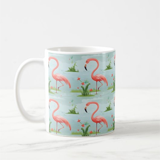 Flamingo-Muster Rosa Kaffeetasse (Links)