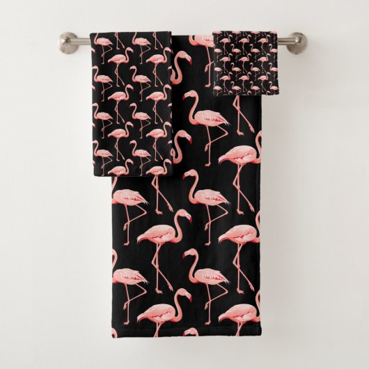 Flamingo Muster rosa Vogelschwarm Tropentierlover Badhandtuch Set (Insitu)