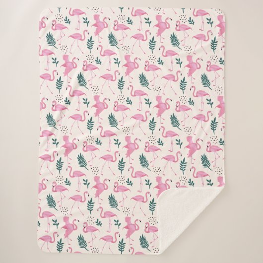 Flamingo-Muster Sherpadecke (Vorderseite)