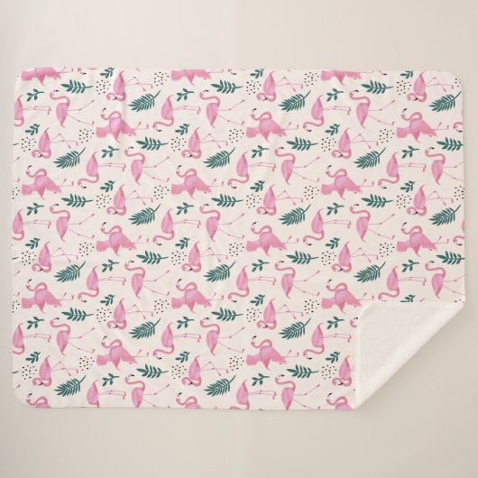 Flamingo-Muster Sherpadecke (Vorderseite (Horizontal))
