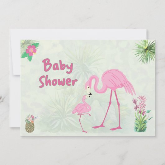 Flamingo Mutter & Baby Dusche Einladung (Vorderseite)