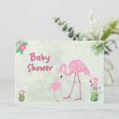 Flamingo Mutter & Baby Dusche Einladung (Stehend Vorderseite)