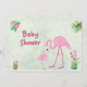 Flamingo Mutter & Baby Dusche Einladung (Vorne/Hinten)
