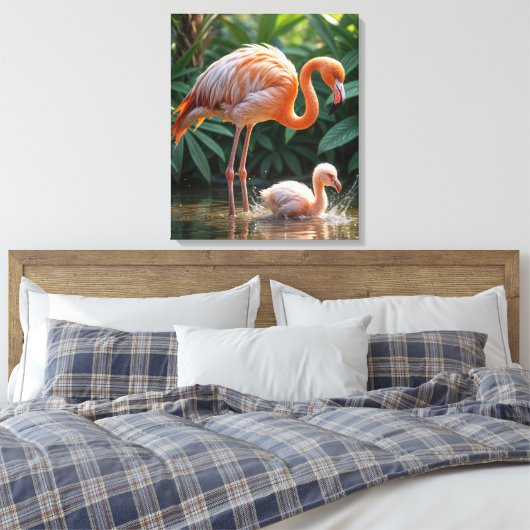 Flamingo Mutter mit Küken Leinwanddruck (Insitu (Schlafzimmer))