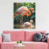 Flamingo Mutter mit Küken Leinwanddruck (Insitu (Wohnzimmer))