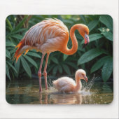 Flamingo Mutter mit Küken Mousepad (Vorne)