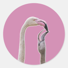 Flamingo Mutter und Baby Runder Aufkleber