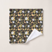 Flamingo nahtlose gelb-weiße Blume Badhandtuch Set (Waschlappen)