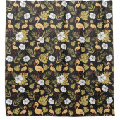 Flamingo nahtlose gelb-weiße Blume Duschvorhang (Vorderseite)