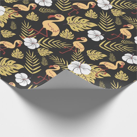 Flamingo nahtlose gelb-weiße Blume Geschenkpapier (Ecke)