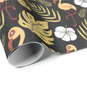 Flamingo nahtlose gelb-weiße Blume Geschenkpapier (Rolleneckpunkt)