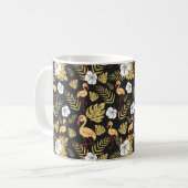 Flamingo nahtlose gelb-weiße Blume Kaffeetasse (Vorderseite Links)
