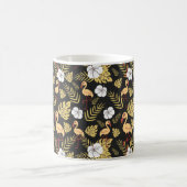 Flamingo nahtlose gelb-weiße Blume Kaffeetasse (Mittel)