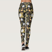 Flamingo nahtlose gelb-weiße Blume Leggings (Rückseite)