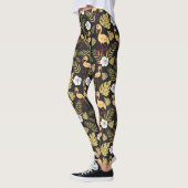 Flamingo nahtlose gelb-weiße Blume Leggings (Links)