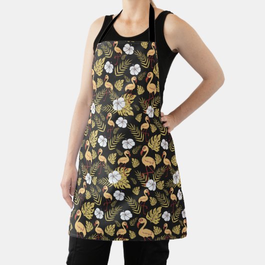 Flamingo nahtlose gelb-weiße Blume Schürze (InSitu)