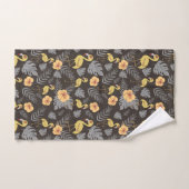 Flamingo nahtloses Muster mit Blume und Blätter Badhandtuch Set (Handtuch)