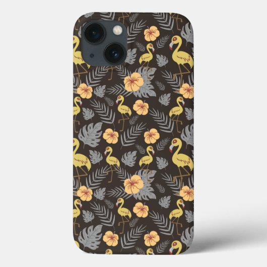 Flamingo nahtloses Muster mit Blume und Blätter Case-Mate iPhone Hülle (Rückseite)