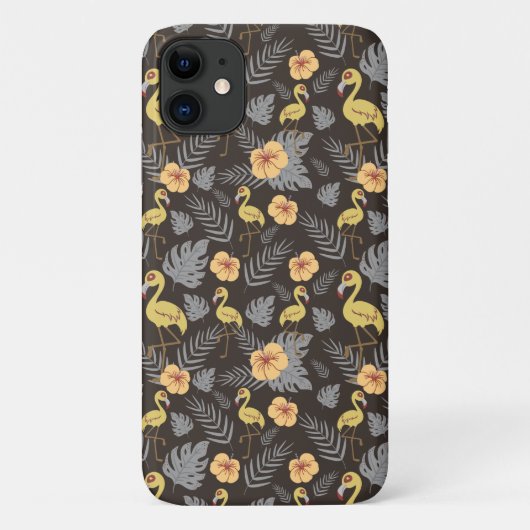 Flamingo nahtloses Muster mit Blume und Blätter Case-Mate iPhone Hülle (Rückseite)