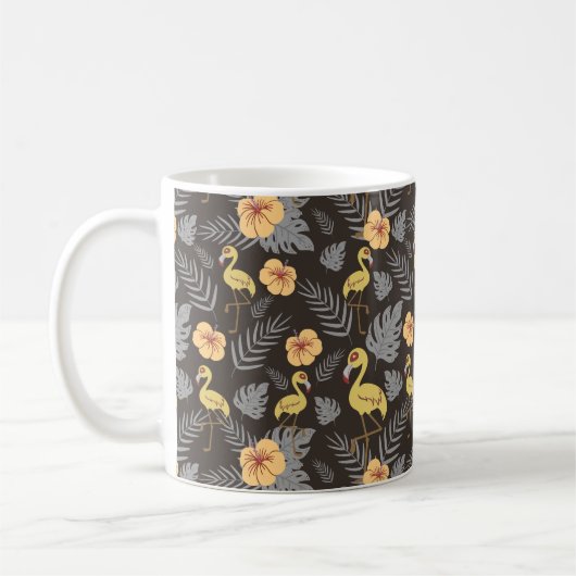 Flamingo nahtloses Muster mit Blume und Blätter Kaffeetasse (Links)