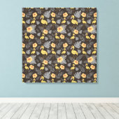 Flamingo nahtloses Muster mit Blume und Blätter Leinwanddruck (Insitu (Holzboden))