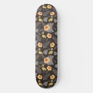 Flamingo nahtloses Muster mit Blume und Blätter Skateboard
