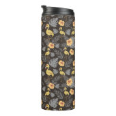 Flamingo nahtloses Muster mit Blume und Blätter Thermosbecher (Nach rechts gedreht)