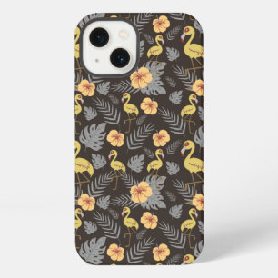 Flamingo nahtloses Muster mit Blumen und Blättern iPhone 13 Hülle