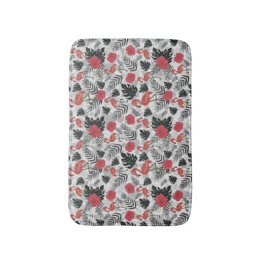 Flamingo nahtloses Muster mit blumengeschmücktem H Badematte (Vorderseite Vertikal)