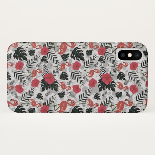 Flamingo nahtloses Muster mit blumengeschmücktem H Case-Mate iPhone Hülle (Rückseite (Horizontal))