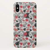 Flamingo nahtloses Muster mit blumengeschmücktem H Case-Mate iPhone Hülle (Rückseite)