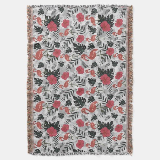 Flamingo nahtloses Muster mit blumengeschmücktem H Decke (Vorderseite Vertikal)