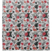 Flamingo nahtloses Muster mit blumengeschmücktem H Duschvorhang (Vorderseite)