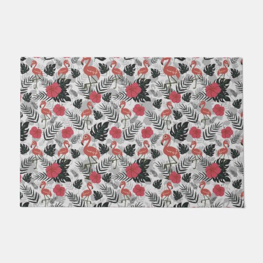 Flamingo nahtloses Muster mit blumengeschmücktem H Fußmatte (Vorderseite)