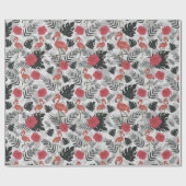 Flamingo nahtloses Muster mit blumengeschmücktem H Geschenkpapier (Flach)