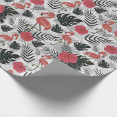 Flamingo nahtloses Muster mit blumengeschmücktem H Geschenkpapier (Ecke)