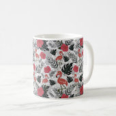 Flamingo nahtloses Muster mit blumengeschmücktem H Kaffeetasse (VorderseiteRechts)