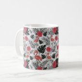 Flamingo nahtloses Muster mit blumengeschmücktem H Kaffeetasse (Vorderseite Links)
